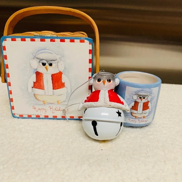 3/ $25NEW Holiday Owl bell ornament/tea light/ basket - Picture 5 of 5